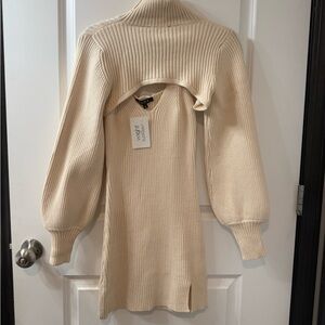 Small Cream dress with long sleeve top 2 piece NWT